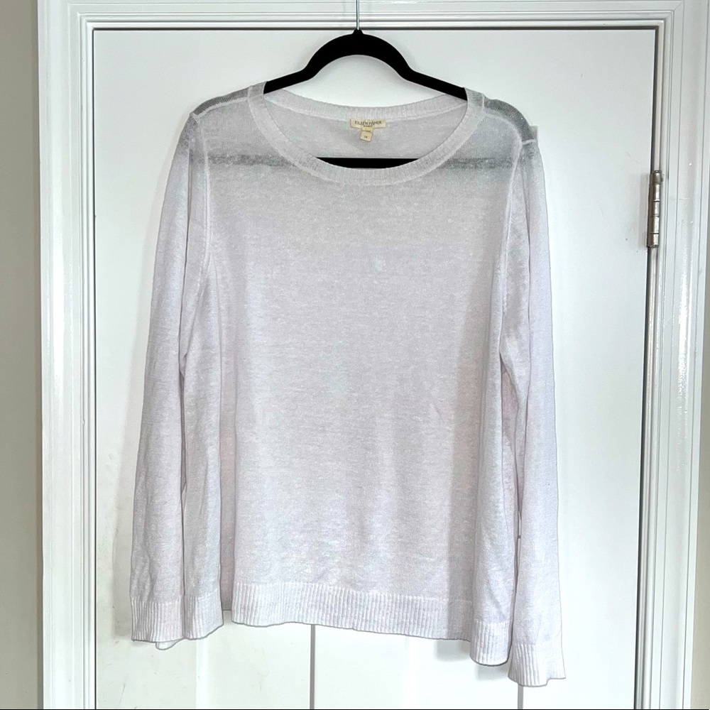 Eileen Fisher 1X Ivory Pullover Sweater Organic Linen